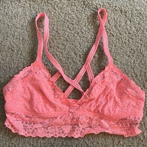 Aerie lace neon coral bandeau top